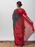 Rusted Red & Grey Handloom Saree with Blouse Fabric